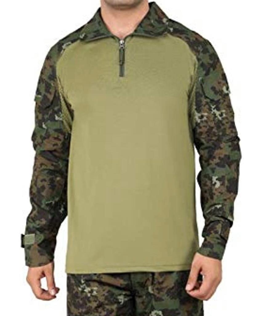 Army Combat T-Shirt Olive with Camouflage Sleeves for Army Personnel