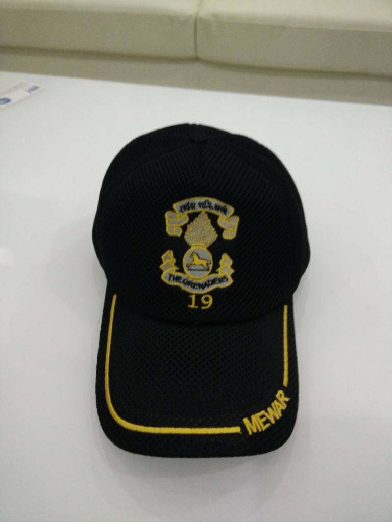 Black Military Mesh Cap with Grenadiers Crest & Mewar Embroidery