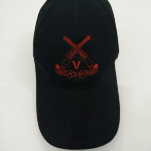 Black Military Cap with Red Crossed Guns Light Infantry Embroidery