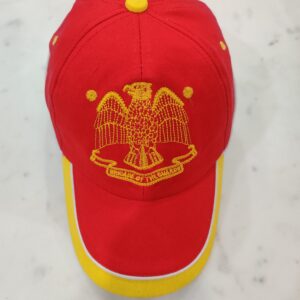 Premium Red & Yellow Embroidered Baseball Cap – Bold & Durable Outdoor Wear
