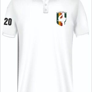 Army Polo T-Shirt White with Mighty Twenty Emblem and Sleeve Number Print for Army Personnel