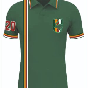 Army Polo T-Shirt Green with Stripe Design and Mighty Twenty Emblem for Army Personnel