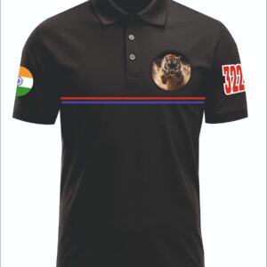 Army Custom Printed Polo T-Shirt Black with Gunner Design for Army Personnel